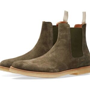Common Projects Chelsea Suede Boots Mens Size 42 Us 9 Olive Green Made In Italy
